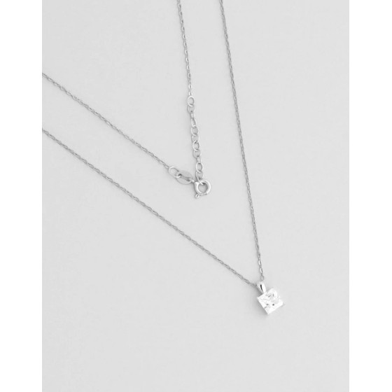 Solitaire 18 karat hvid forgyldt 45 Cm Sølv Minimal Halskæde